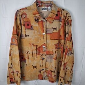 Chico's Sz 3 XL Modernist Southwest Tribal Art-to-Wear Corduroy Jacket‎ Village